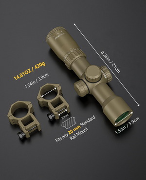 Rail mount fits any standard – EZshoot 1.5-5x32 Illuminated Crossbow Scope (flat dark earth)