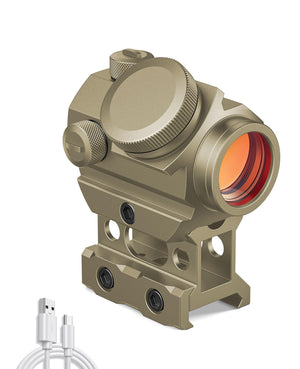 EZshoot Rechargeable 2 MOA Red Dot Sight with 1/3 Co-Witness Riser - Sand Color