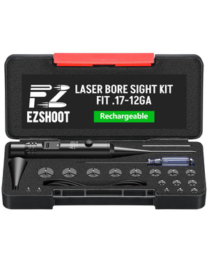 EZshoot Rechargeable Bore Sight Laser for .17 - 12GA with Multiple Adapters - Best Bore Sighter with Green Laser