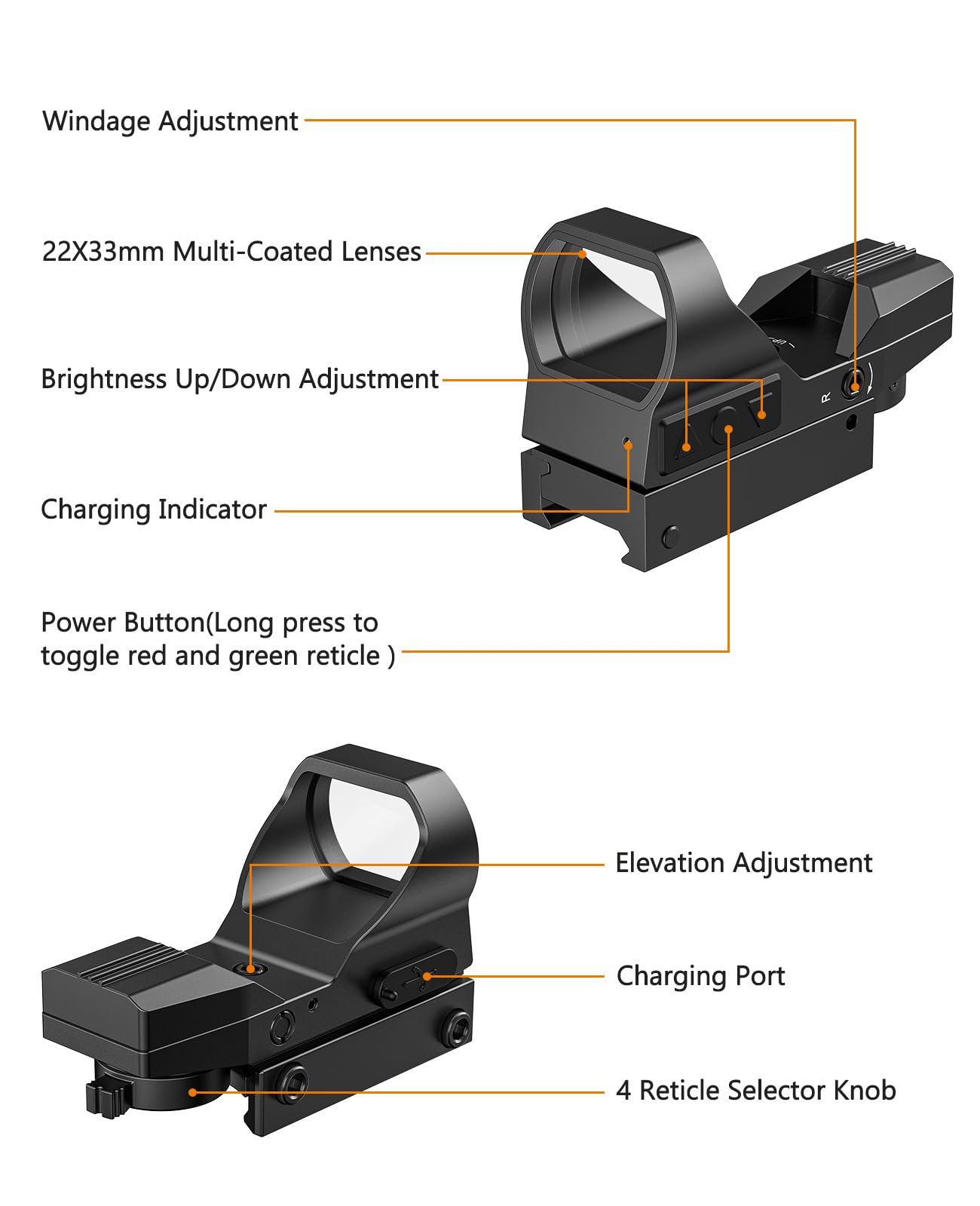 Product Structure of EZshoot Best Red Dot Sight for AR-15 Shooting and Hunting