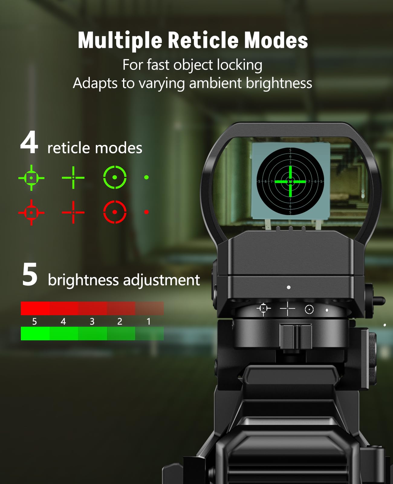 EZshoot Best Red Dot Sight with Multiple Reticle Modes and 5 Brightness Adjustment