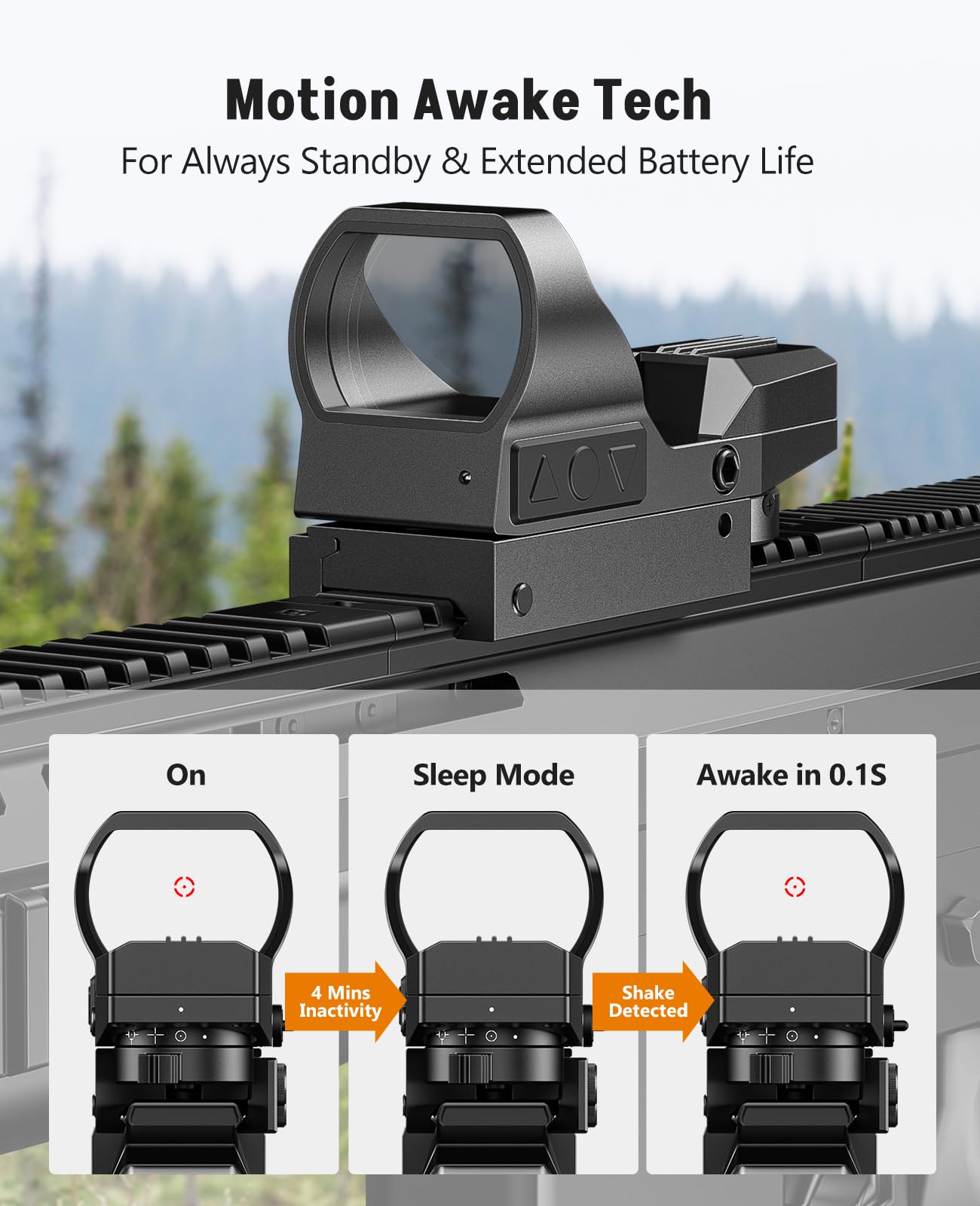 EZshoot Best Red Dot Sight with Motion Awake Tech for Always Standby and Extended Battery Life