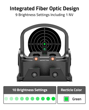 EZshoot M02 Motion Awake Green Dot Sight, Compatible with RMS/RMSC 3MOA Red Dot Open Reflex Sight Compact Shockproof IPX6 Waterproof, with Adapter Plate for MOS 21mm Picatinny Base
