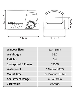 EZshoot M02 Motion Awake Green Dot Sight, Compatible with RMS/RMSC 3MOA Red Dot Open Reflex Sight Compact Shockproof IPX6 Waterproof, with Adapter Plate for MOS 21mm Picatinny Base