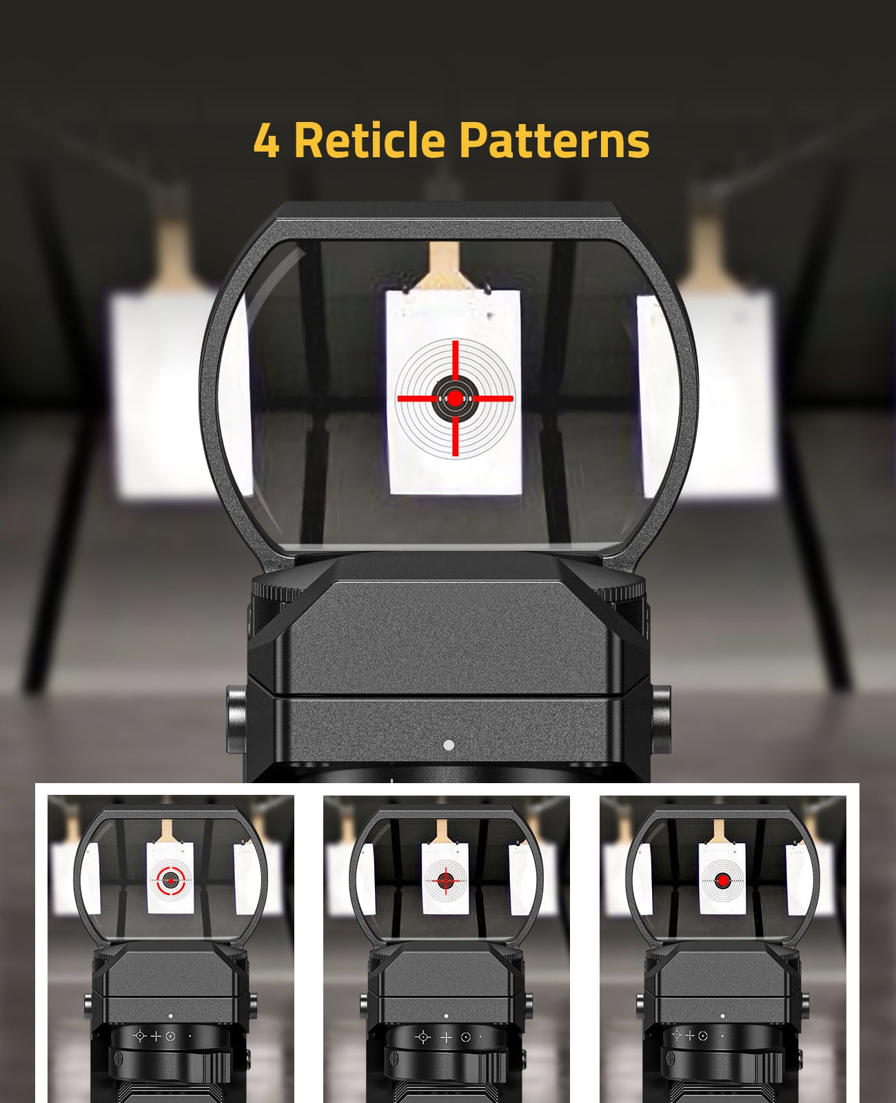 Red Green Dot reflex Sight with 4 Reticle Patterns