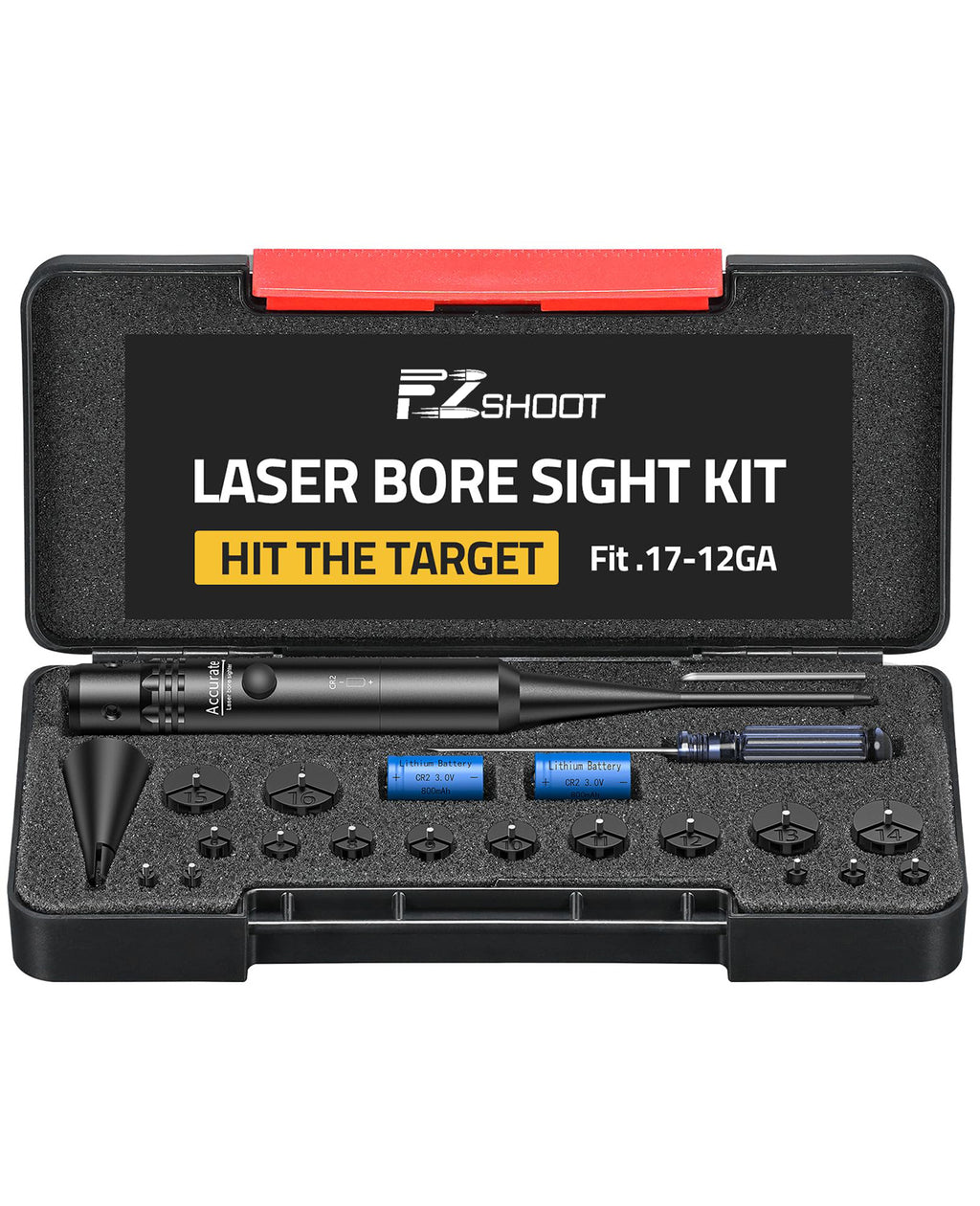 EZshoot Red Laser Bore Sighter Kit for 0.17 - 12GA Calibers - Best Bore Sight for All Gun