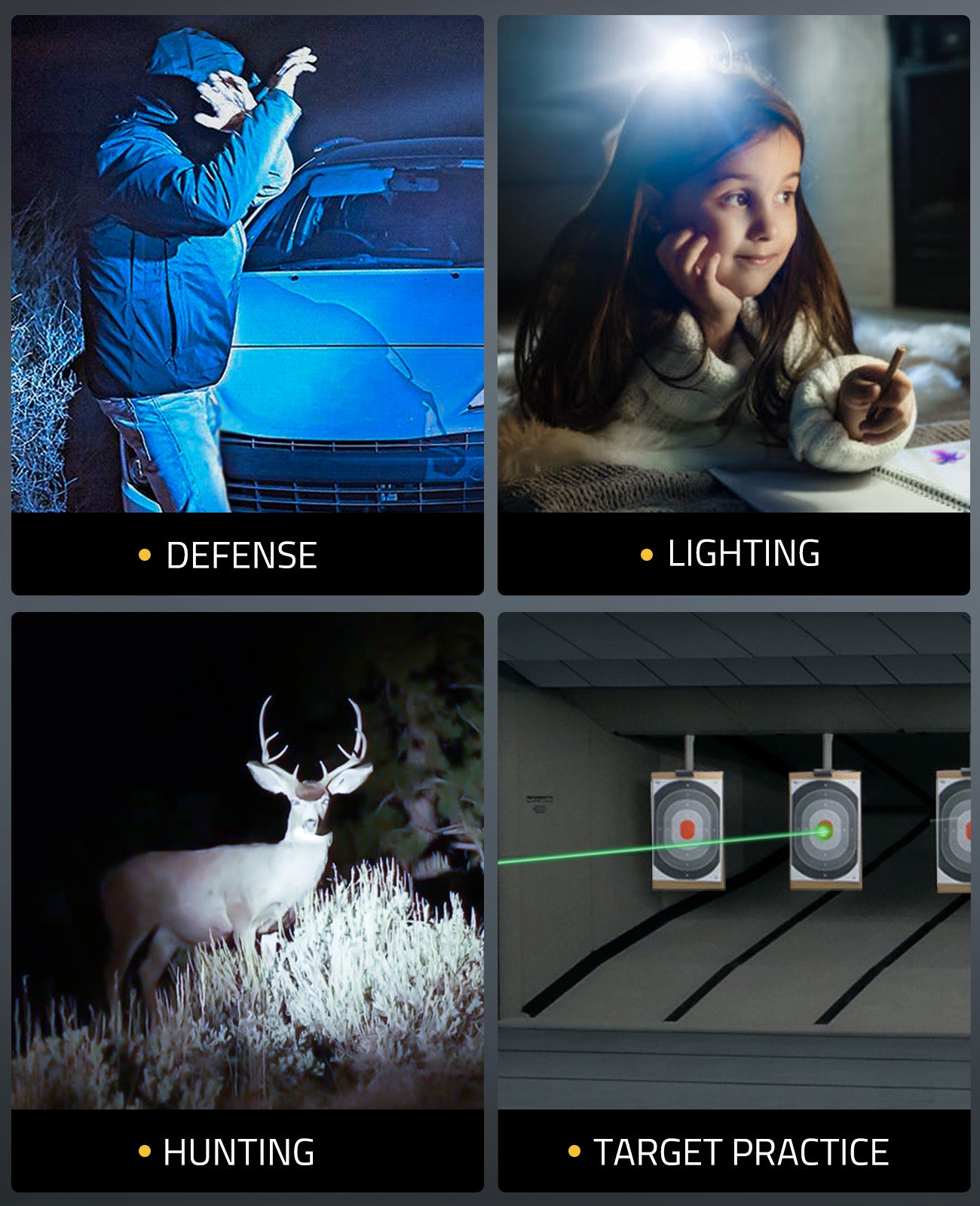 Wide Applicability Tactical Flashlight for Hunting, Lighting, Targeting and Defense