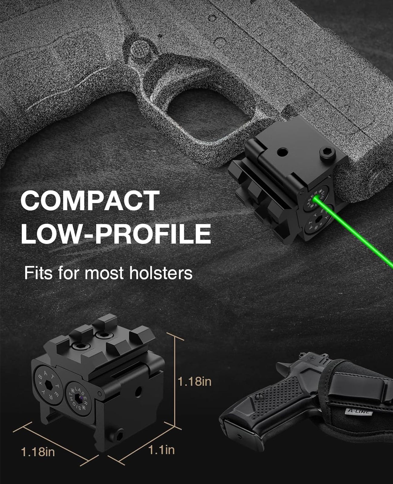 Compact Low Profile Compact Rifle Gun Laser for Pistol
