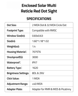 EZshoot RMSc Enclosed Red/Green Dot Optic with Multi-Reticle