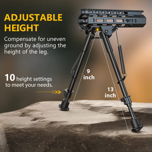 EZshoot Best Bipod with Adjustable  Height from 9 Inch to 13 Inch - 10 Height Settings to Meet Your Needs