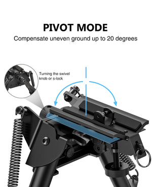 Pivot Mode of EZshoot Best Bipod - Compensate Uneven Ground Up to 20 Degrees