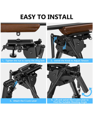 Easy Installation of EZshoot Rifle Bipod Compatible with Sling Stud