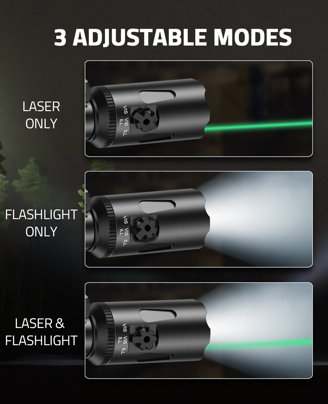 Laser Light Combo with 3 Adjustable Modes