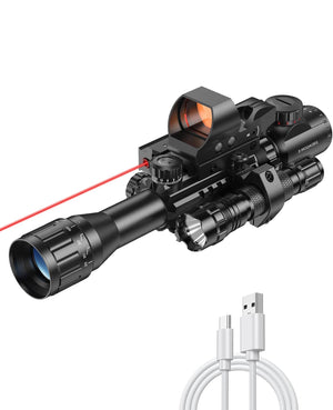 EZshoot Best Rifle Scope Combo - 3-9x32 Scope for AR-15 Rifles with USB Charging