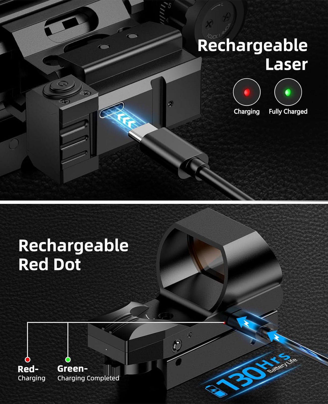 EZshoot Best Scope Combo with Rechargeable Laser Sight and Red Dot Sight