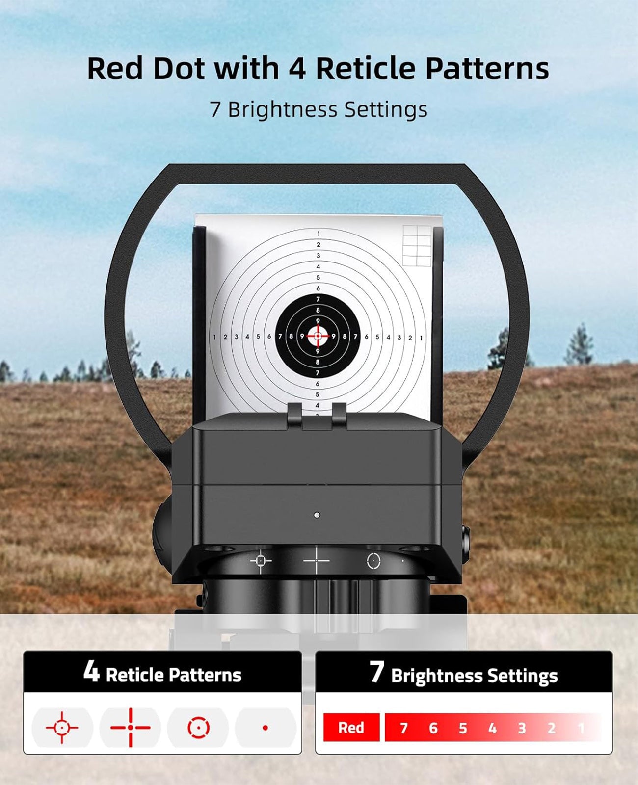 EZshoot Best Scope Combo with Red Dot Sight - 4 Reticle Patterns and 7 Brightness Settings