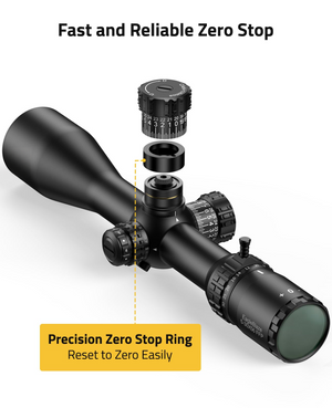 EZshoot Rifle Scope, fast and reliable zero stop 5-30x56