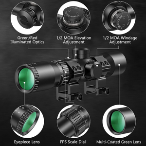 EZshoot Scope Rings, fps scale dial multi-coated green lens