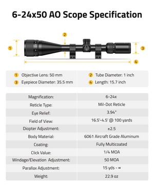 EZshoot Scope Rings, reticle type mil-dot reticle