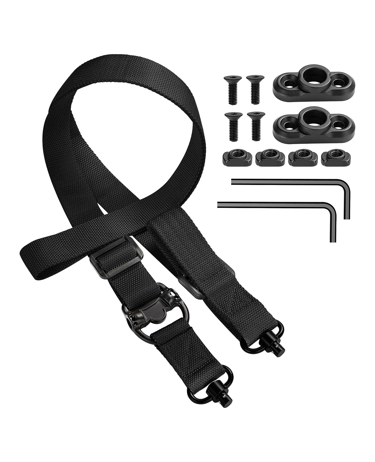 EZshoot Rifle Sling 1.25" Wide 2 Point Sling with 2 Pack Sling Swivels