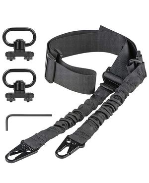 EZshoot Rifle Sling Adjustable 2 Point Sling with 2 Pack QD Sling Swivels