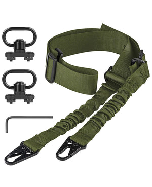 Green Color 2 Point Rifle Sling with Sling Swivels
