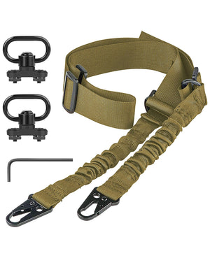 Khaki Rilfe Sling with 2 Pcak QD Sling Swivels