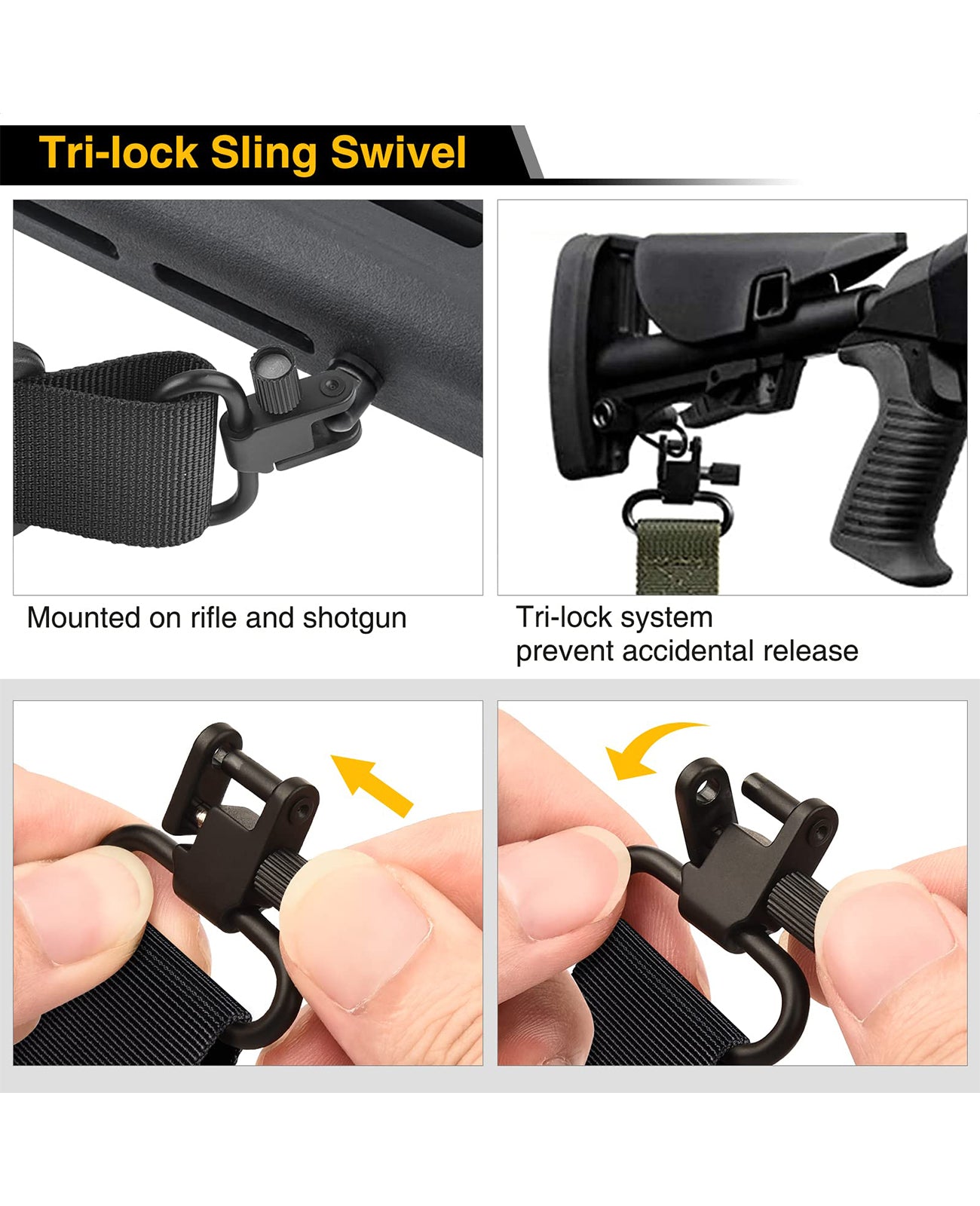 EZshoot Rifle Sling Strap 550 Paracord 2 Point Sling with Tri-Lock Swivel
