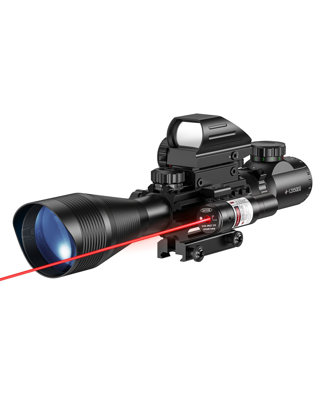 Riflescope Combo with Red Laser Sight and Dot Sight