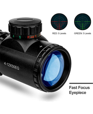  Rifle Scope with Dual Illuminated Reticle of the Red and Green Dot