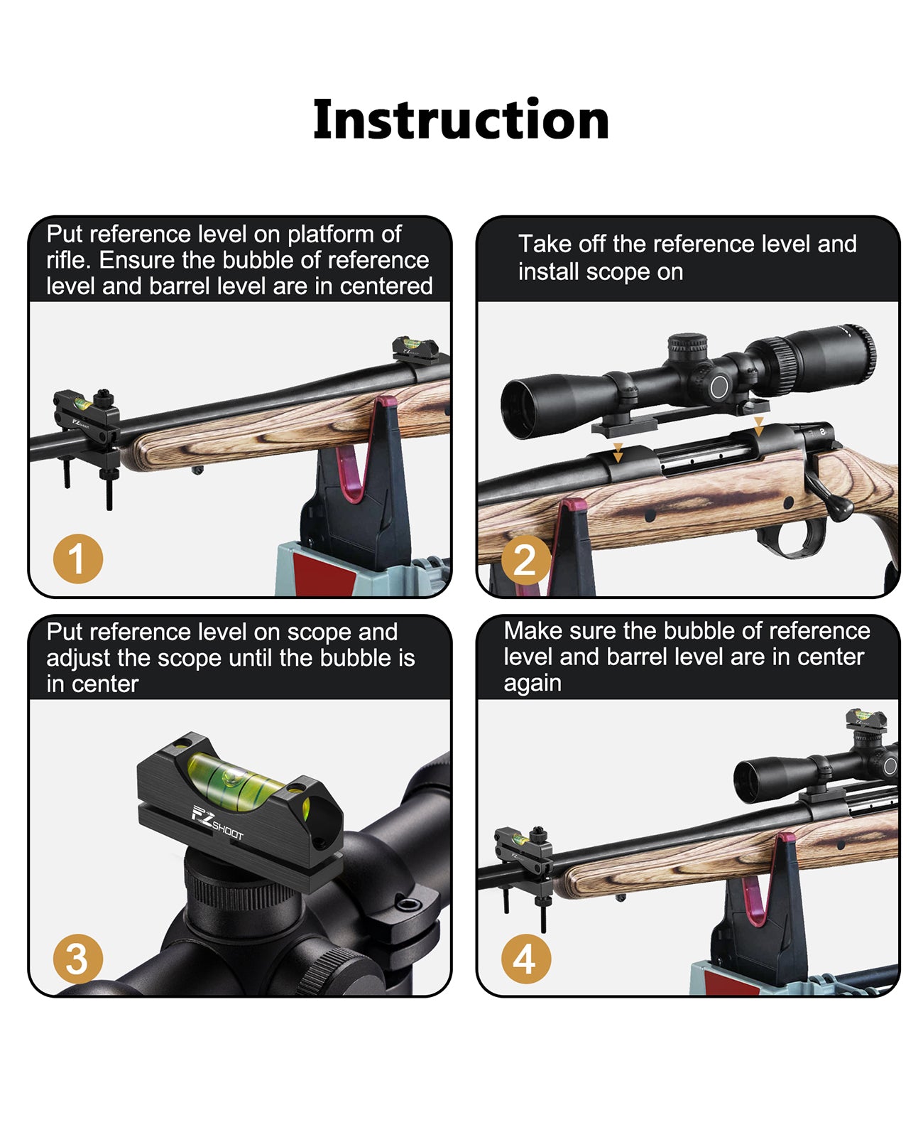 Scope Leveling EZshoot Scope Leveling Kit with High-Precision Bubble Leveling System