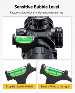 EZshoot anti-cant bubble level with factory calibrated, instantly react, reduce errors
