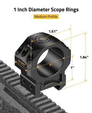 EZshoot Precision Scope Rings, diameter scope rings medium profile 1inch x 1.00inch