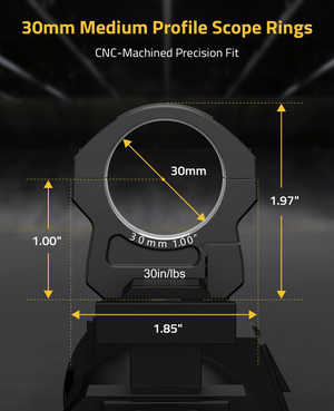 EZshoot 2-piece scope ring, medium profile scope rings cnc-machined precision fit
