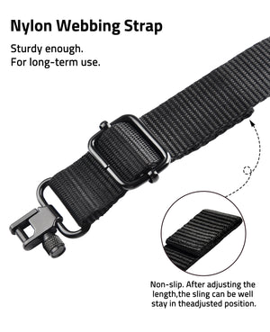 Sturdy 2 Point Sling with Sling Swivels and Nylon Webbing Strap