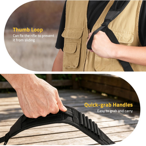 EZshoot Sling Wide Pad, thumb loop can fix the rifle to prevent in black