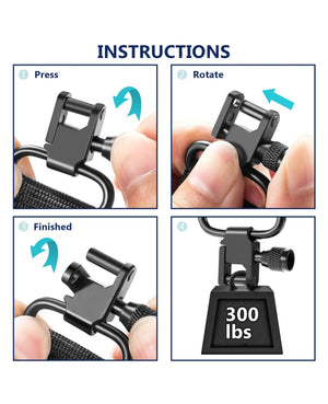 EZshoot fits slings, instructions press rotate