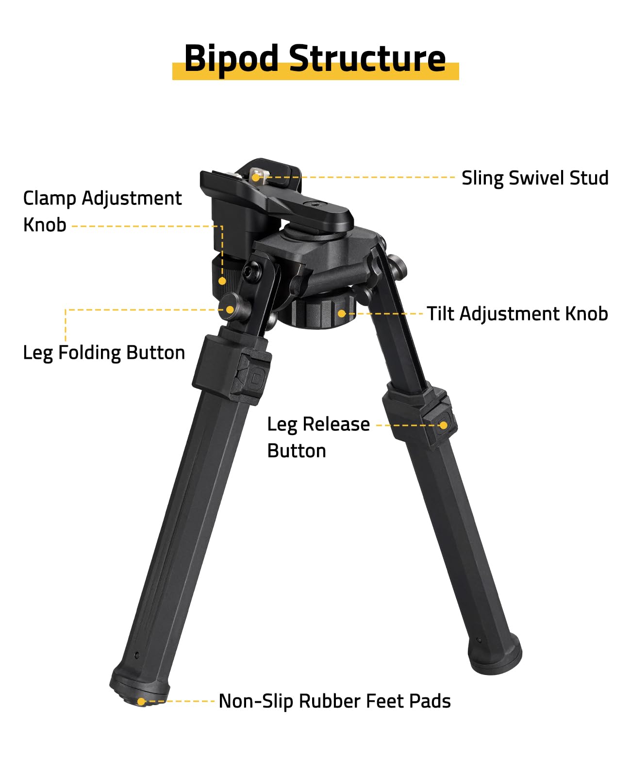 EZshoot Sling Stud Bipod Tilting Sling Swivel Bipod Lightweight High-Strength