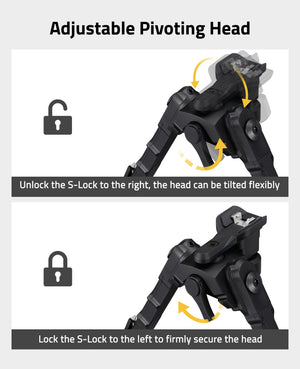 EZshoot Best Rifle Bipod with Adjustable Pivoting Head - Tiltable Bipods for AR-15