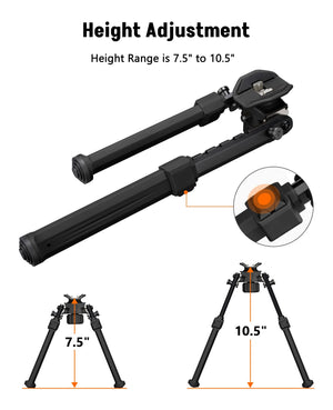 EZshoot Best Bipod with Height Adjustment Range from 7.5 Inch to 10.5 Inch