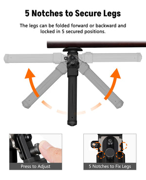 EZshoot Foldable Rifle Bipod with 5 Notches to Secure Legs