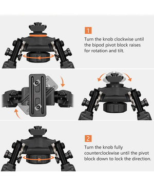 Easy Installation of EZshoot Sturdy Rifle Bipod with Swivel Tilt