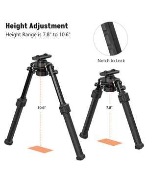EZshoot Durable Bipod with Adjustment Height Range from 7.8 Inch to 10.6 Inch