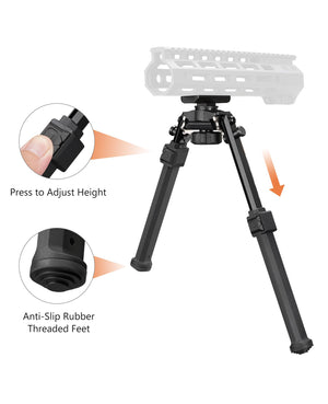 EZshoot Adjustable Rifle Bipod with Anti-Slip Rubber Threaded Feet