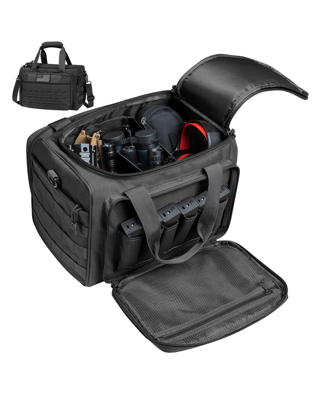 EZshoot Tactical Gun Range Bag for Handguns with Lockable Zipper