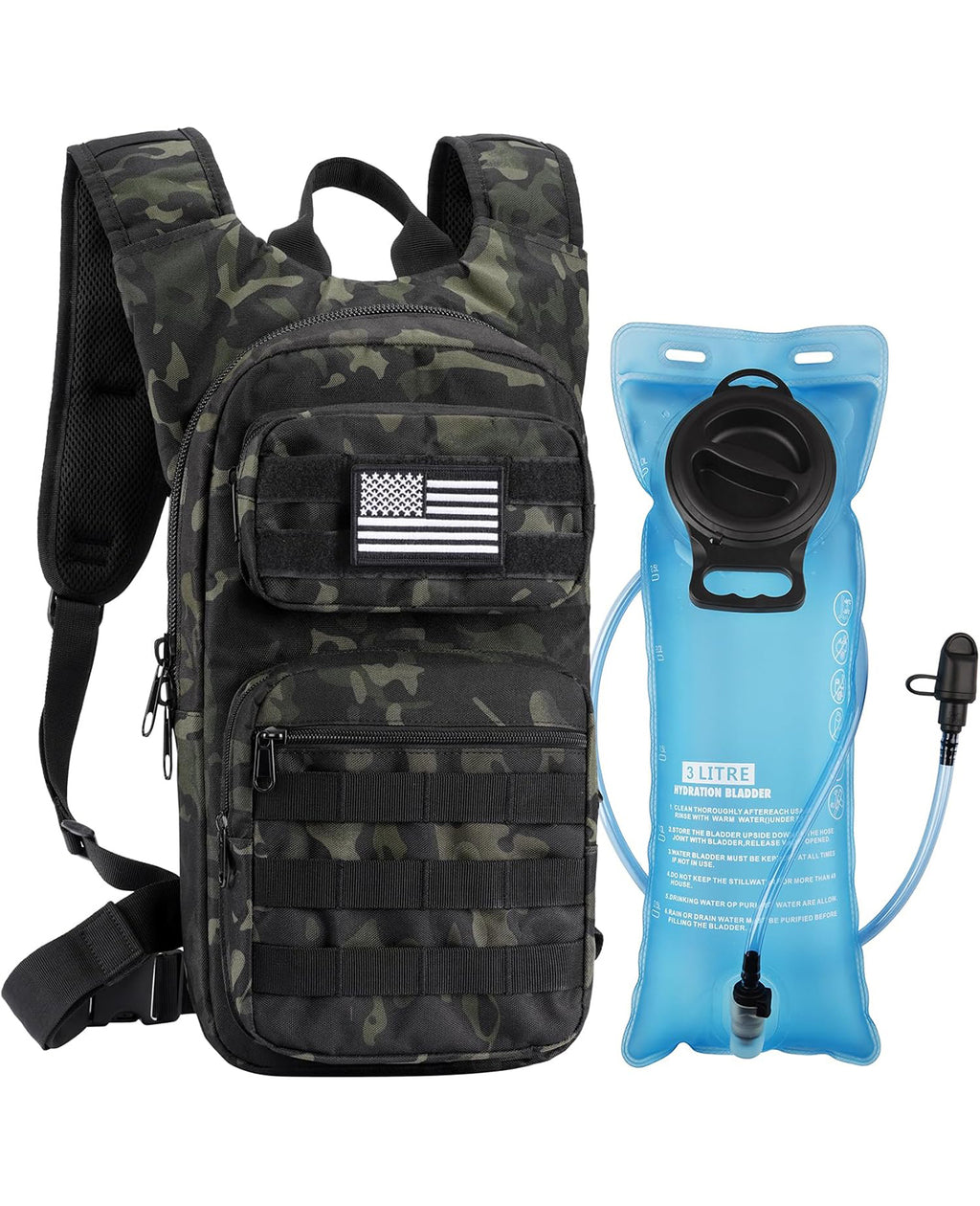 EZshoot Tactical Hydration Backpack with 3L Water Bladder