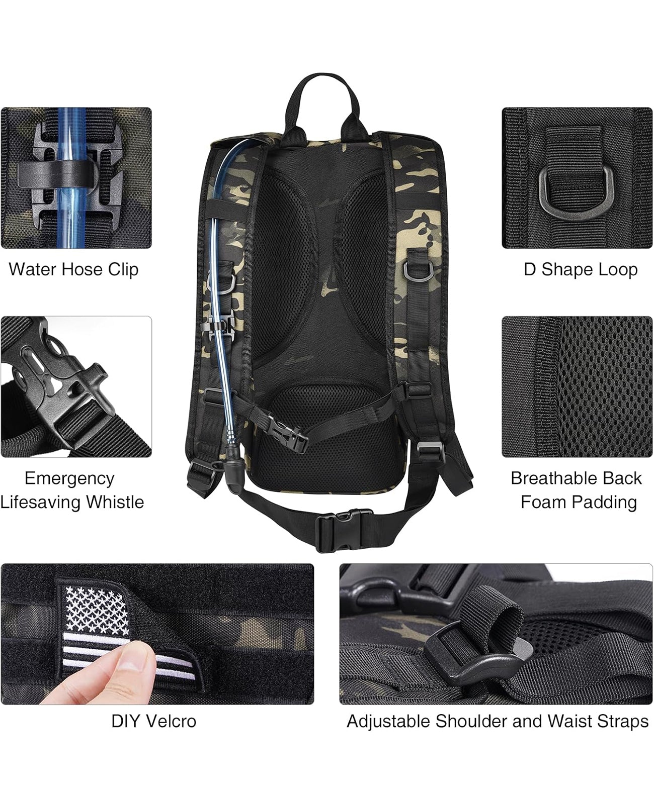 EZshoot Tactical Hydration Backpack with 3L Water Bladder