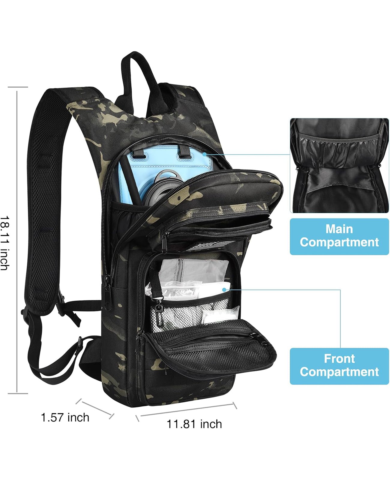 EZshoot Tactical Hydration Backpack with 3L Water Bladder