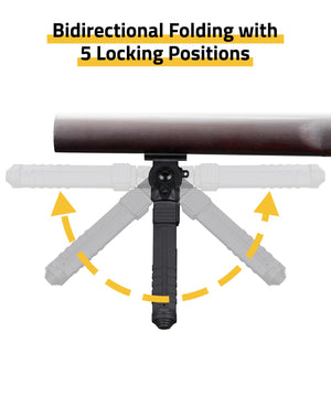 EZshoot Foldable Rifle Bipod - Bidirectional Folding with 5 Locking Positions