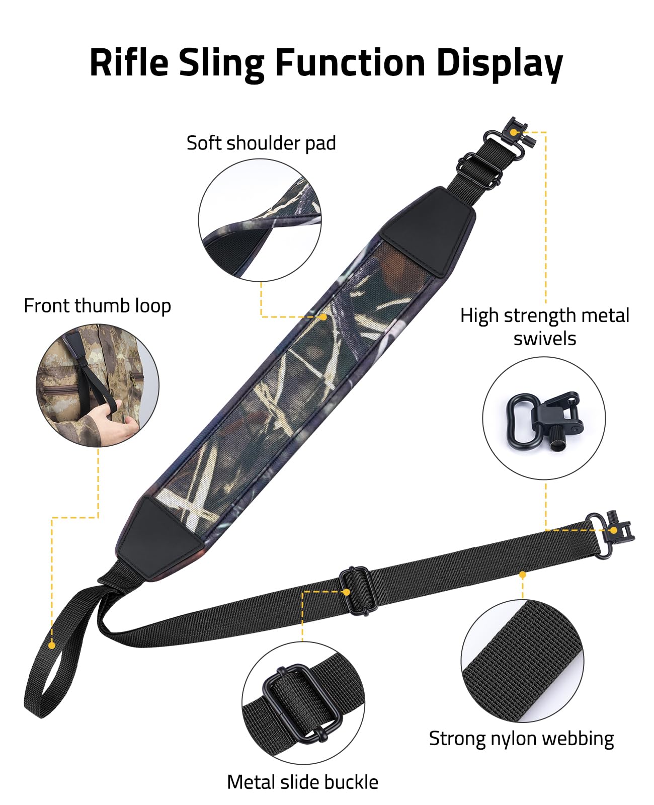EZshoot Two Point Sling Rifle Sling with Wide Neoprene Padded for Outdoors